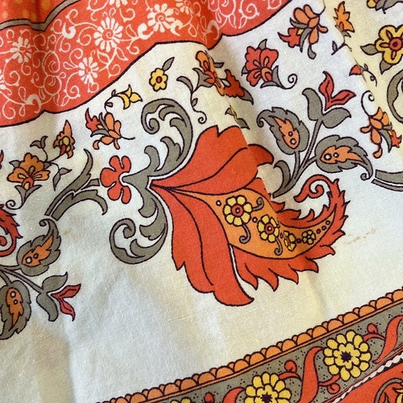 Janie and jack vintage Orange scarf print floral smocked cap sleeve dress - Picture 4 of 8